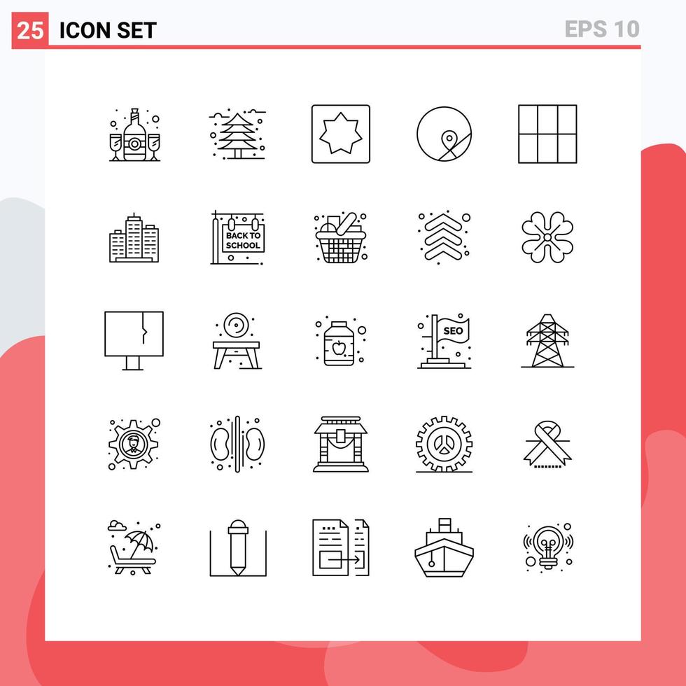 Universal Icon Symbols Group of 25 Modern Lines of layout map baby location basic Editable Vector Design Elements