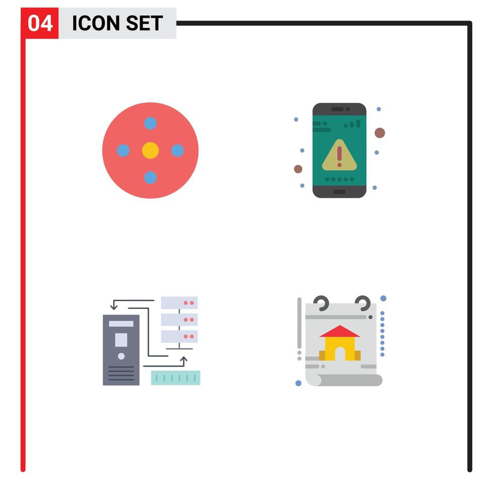 4 Universal Flat Icons Set for Web and Mobile Applications camera reel combination storage interaction database Editable Vector Design Elements
