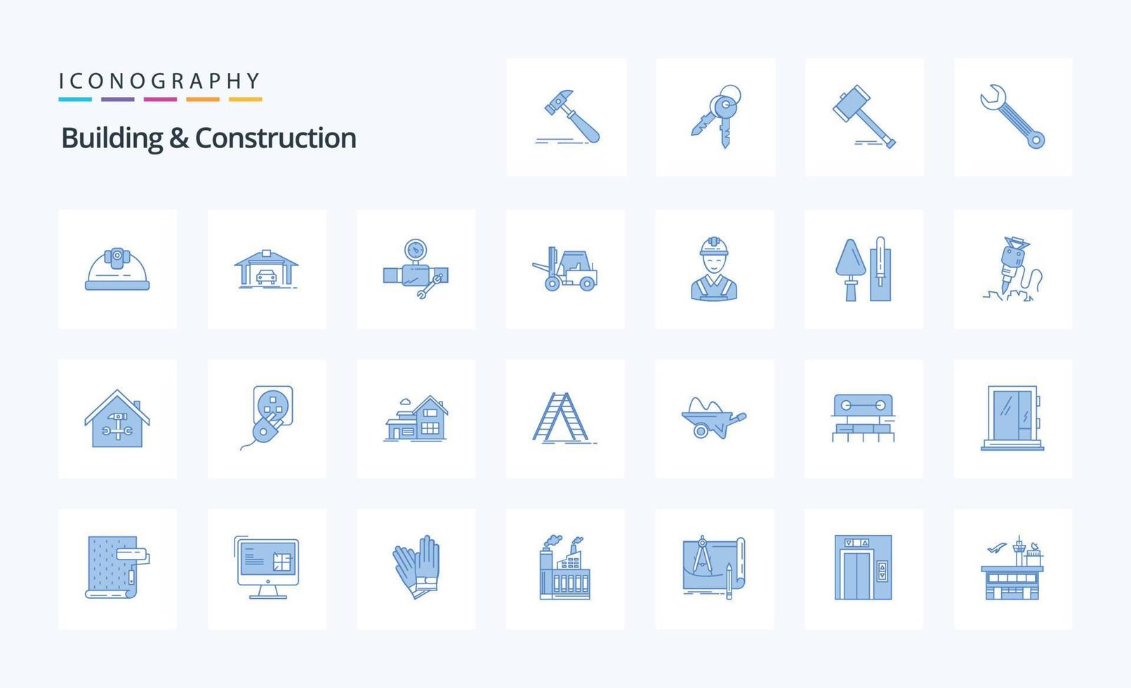 25 Building And Construction Blue icon pack vector