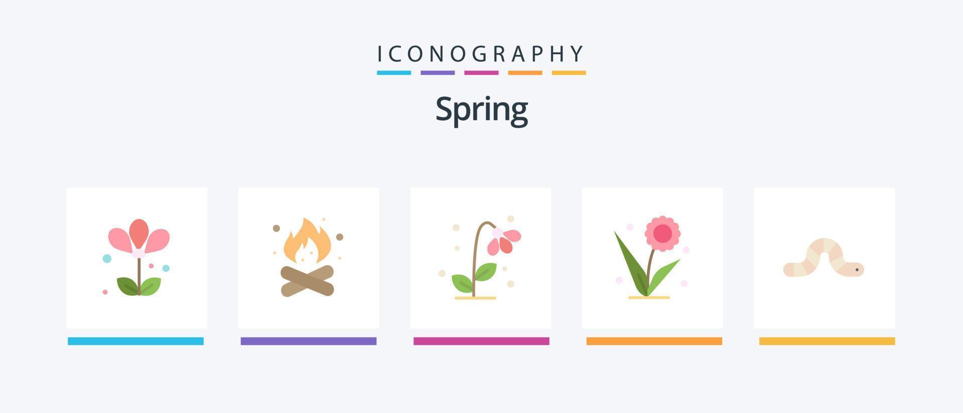 Spring Flat 5 Icon Pack Including pauropoda. bug. nature. animal. nature. Creative Icons Design vector