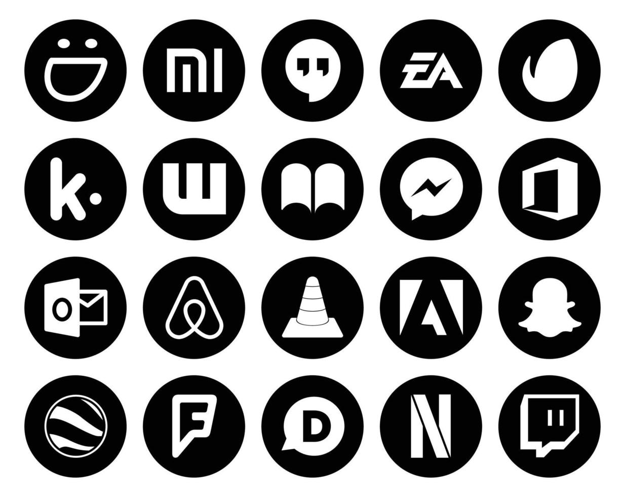 20 Social Media Icon Pack Including adobe media wattpad vlc outlook vector