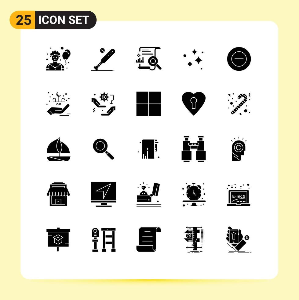 Pack of 25 Modern Solid Glyphs Signs and Symbols for Web Print Media such as washing neat chart cleaning report Editable Vector Design Elements