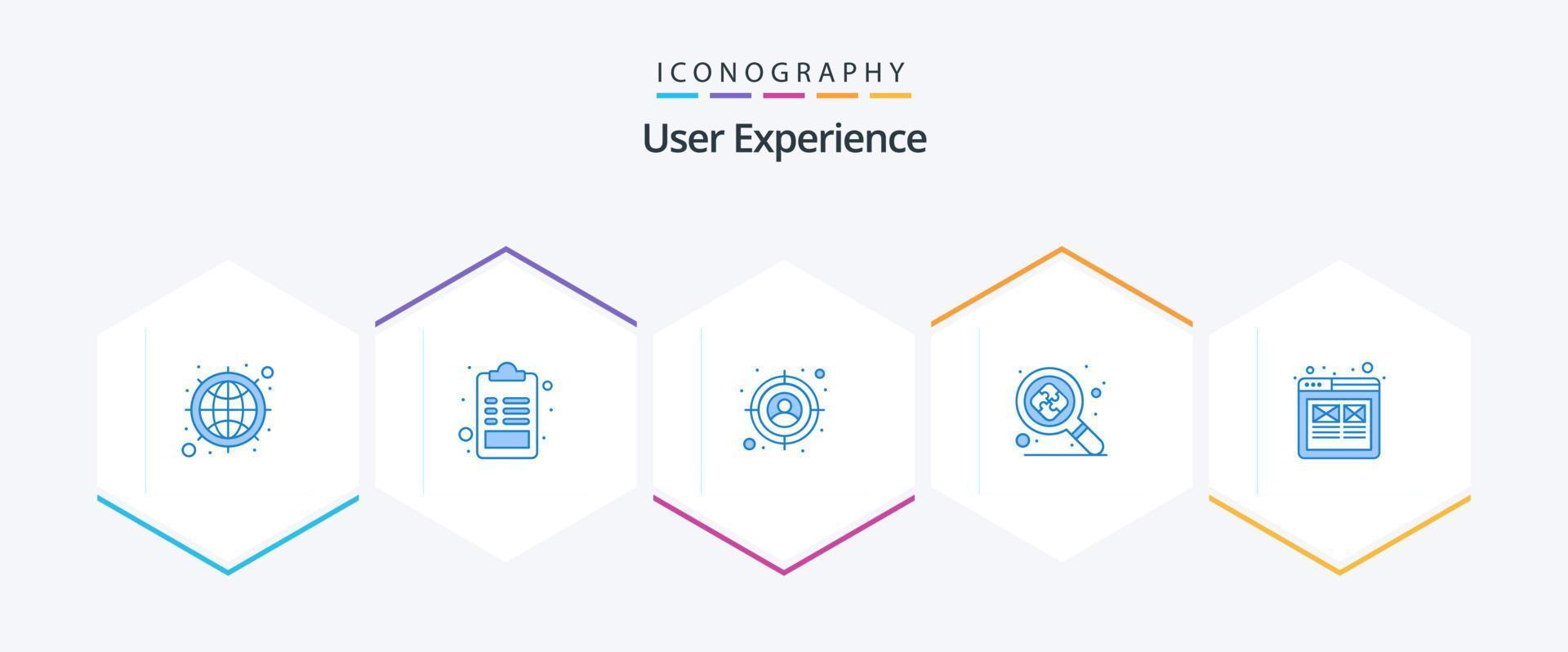 User Experience 25 Blue icon pack including user. experience. audience. puzzle. research vector