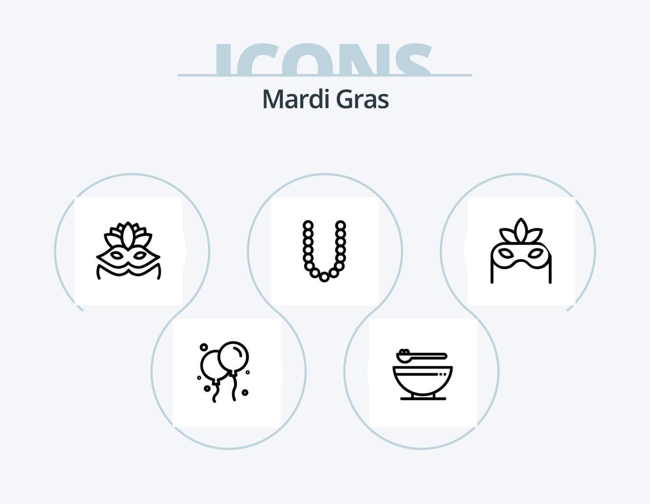 Mardi Gras Line Icon Pack 5 Icon Design. weapon. game. fire. mardi gras. roles vector