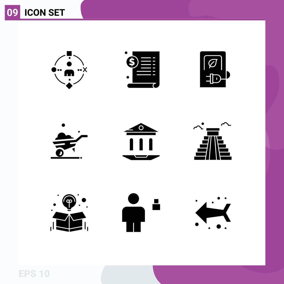 Pack of 9 Modern Solid Glyphs Signs and Symbols for Web Print Media such as school wheel car vehicle vehicle Editable Vector Design Elements