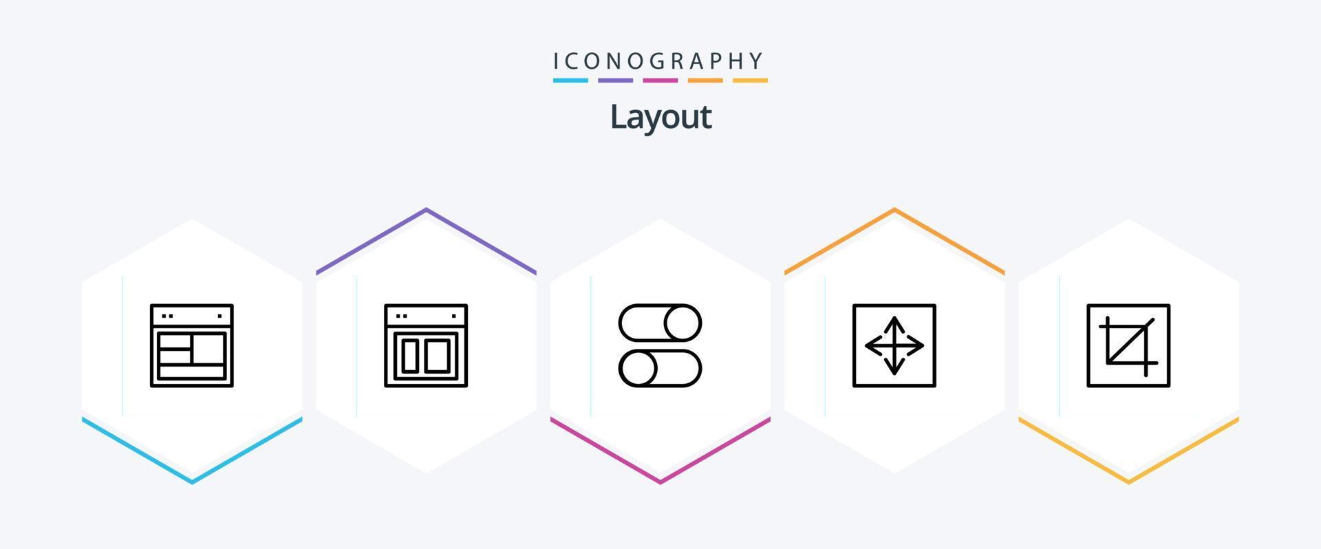 Layout 25 Line icon pack including interface. crop. radio. interface. arrow vector