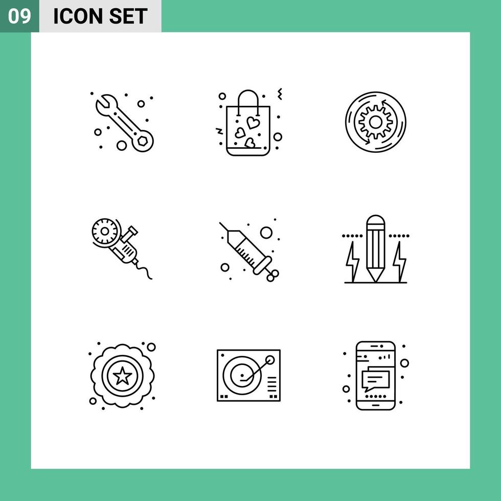 Modern Set of 9 Outlines and symbols such as drop tool business power saw Editable Vector Design Elements