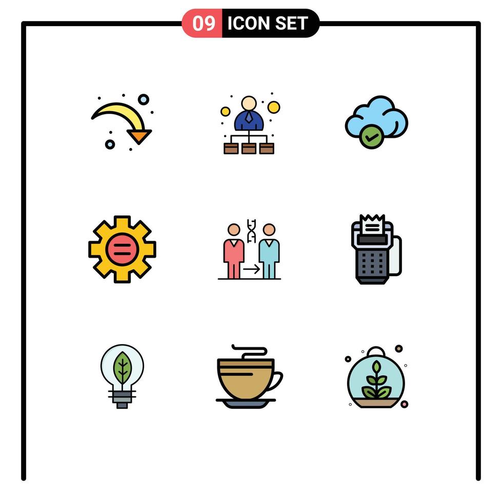Modern Set of 9 Filledline Flat Colors and symbols such as cloning gear cloud setting world Editable Vector Design Elements