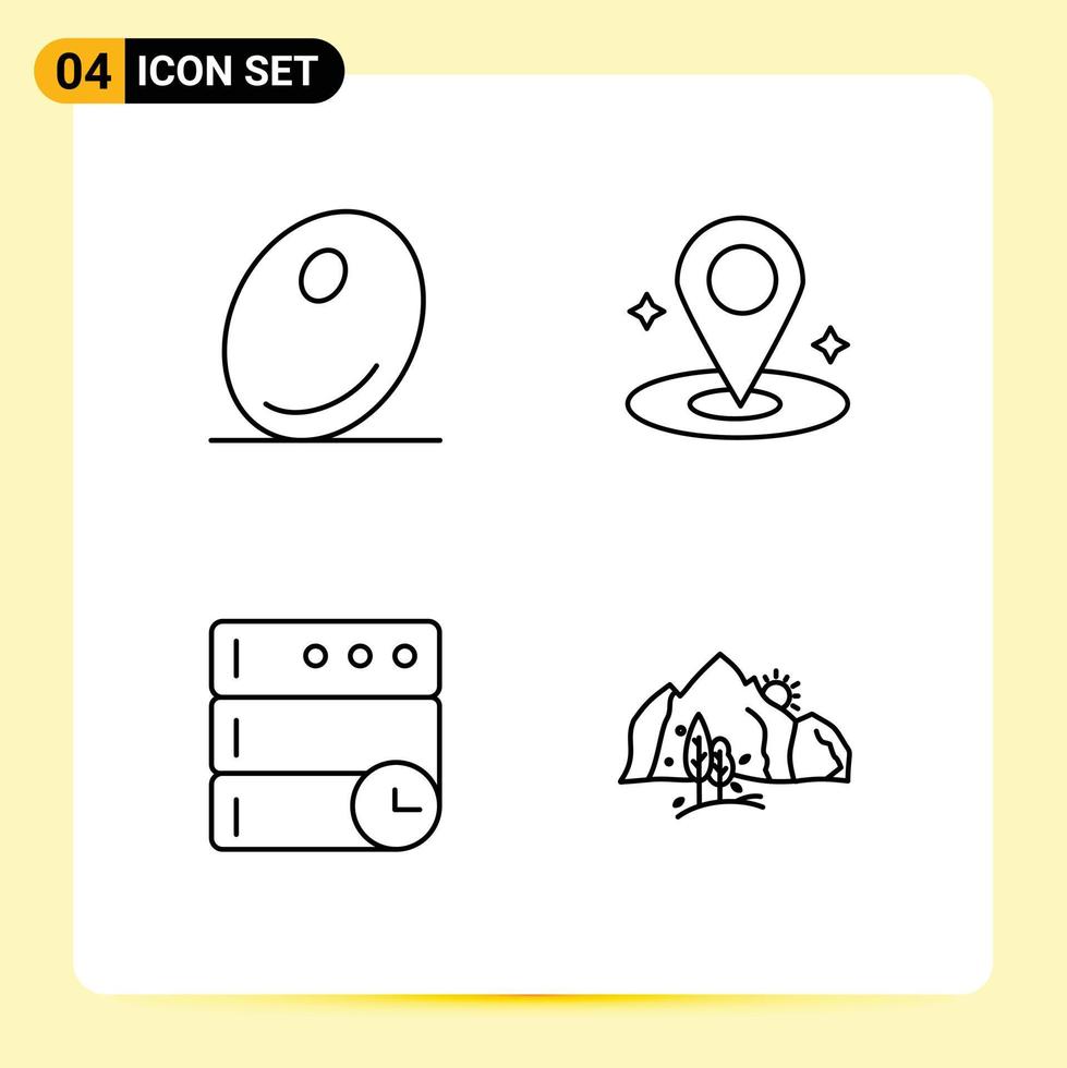 Stock Vector Icon Pack of 4 Line Signs and Symbols for food hill location database nature Editable Vector Design Elements