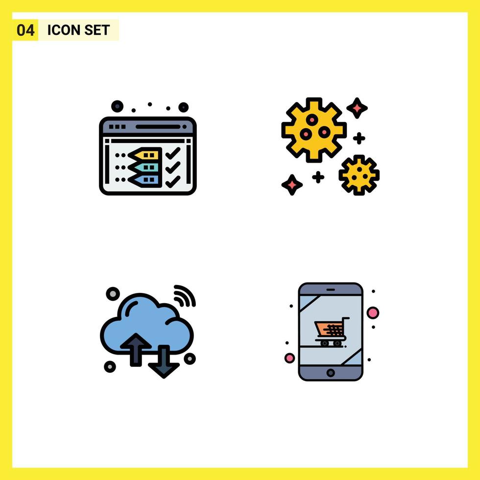 Modern Set of 4 Filledline Flat Colors and symbols such as analysis internet of things web space wifi Editable Vector Design Elements