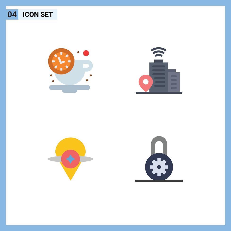 4 Creative Icons Modern Signs and Symbols of break navigation time location control Editable Vector Design Elements