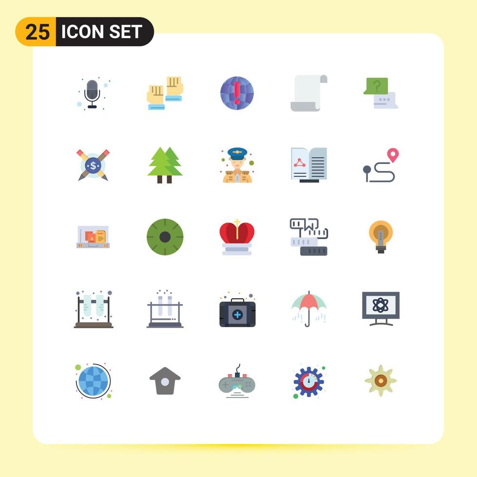 Editable Vector Line Pack of 25 Simple Flat Colors of chat find internet job log Editable Vector Design Elements