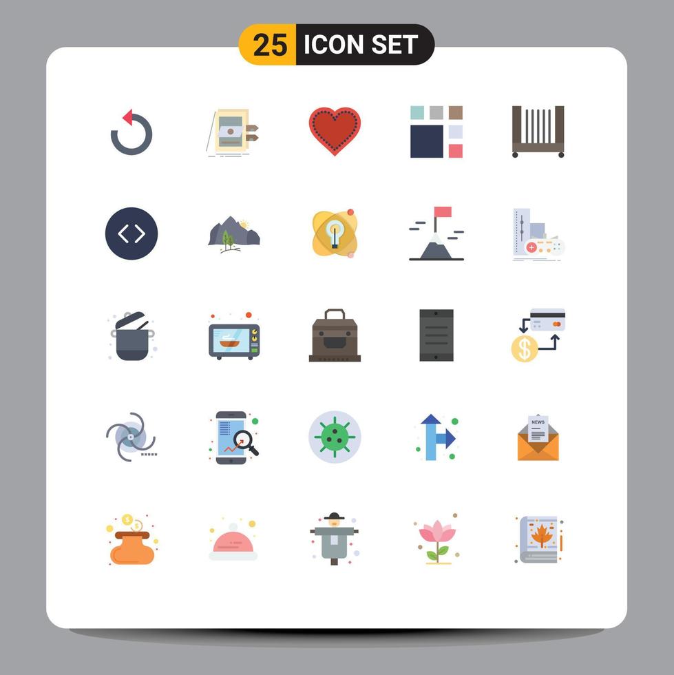 Set of 25 Modern UI Icons Symbols Signs for layout frame files editing favorite Editable Vector Design Elements