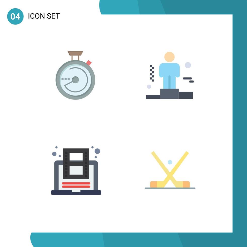 User Interface Pack of 4 Basic Flat Icons of browse learning location corporate video Editable Vector Design Elements