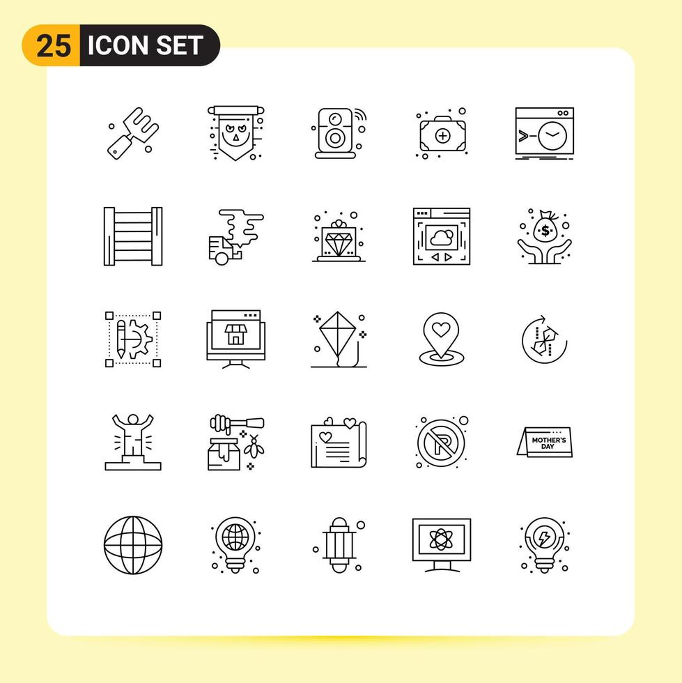 Group of 25 Lines Signs and Symbols for admin add spooky bag iot Editable Vector Design Elements