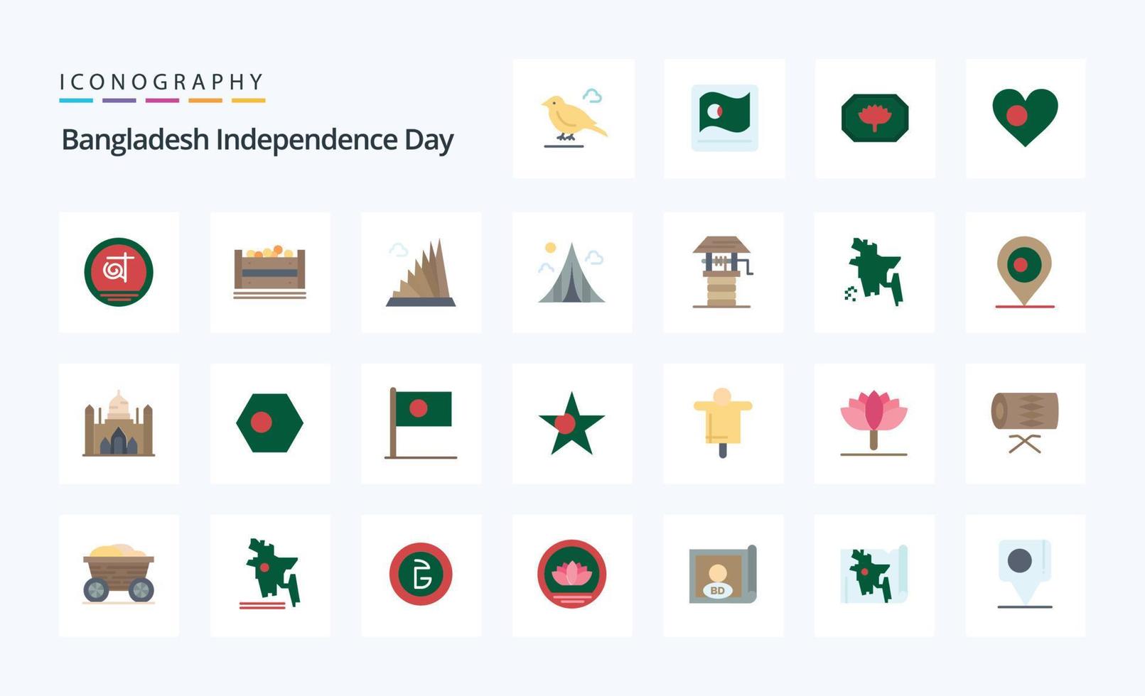 25 Bangladesh Independence Day Flat color icon pack vector