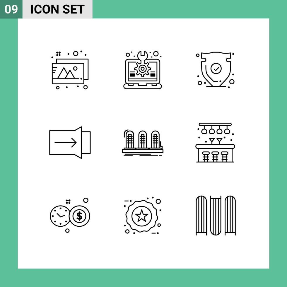 Stock Vector Icon Pack of 9 Line Signs and Symbols for analog touch security slide verify Editable Vector Design Elements