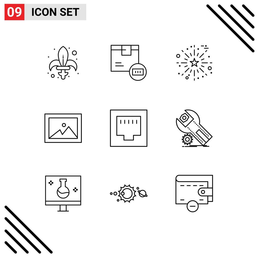 9 Creative Icons Modern Signs and Symbols of cable image shipping album salute Editable Vector Design Elements