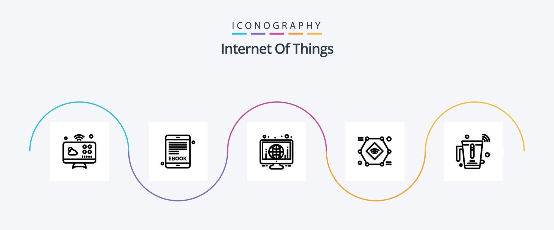 Internet Of Things Line 5 Icon Pack Including juice. wifi. monitor. smart camera. iot vector