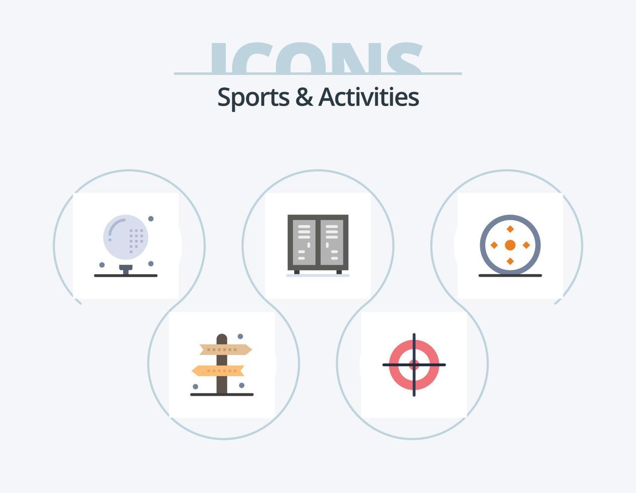 deportes y actividades flat icon pack 5 diseño de iconos. juego. atletismo. actividades. atleta. golf vector
