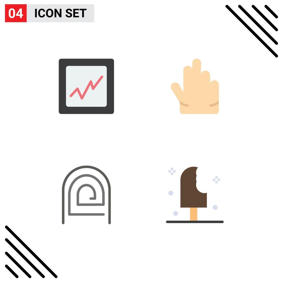 Pack of 4 Modern Flat Icons Signs and Symbols for Web Print Media such as analytics reader hand fingerprint food Editable Vector Design Elements