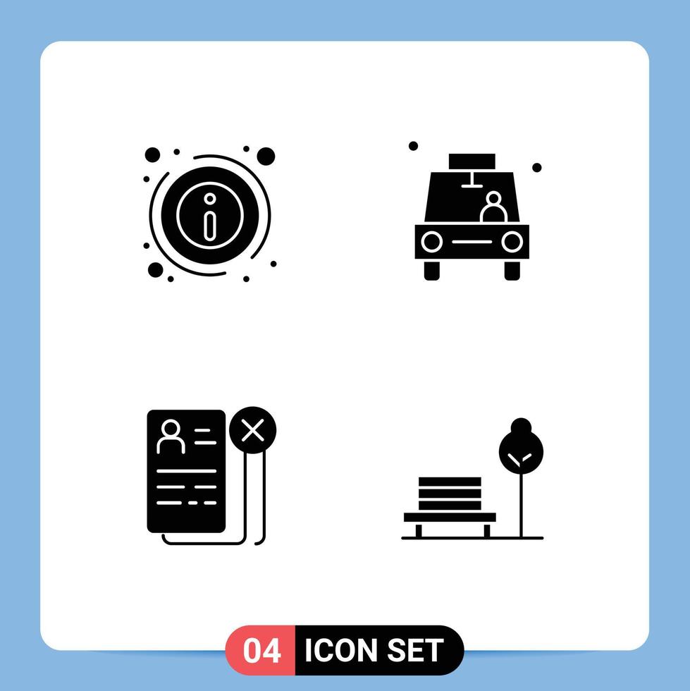 4 User Interface Solid Glyph Pack of modern Signs and Symbols of details business about location cv Editable Vector Design Elements