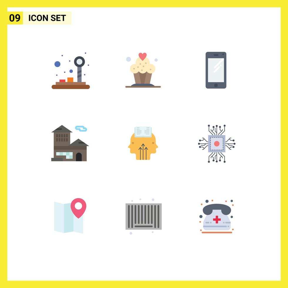 Stock Vector Icon Pack of 9 Line Signs and Symbols for reading office smart phone building bank Editable Vector Design Elements
