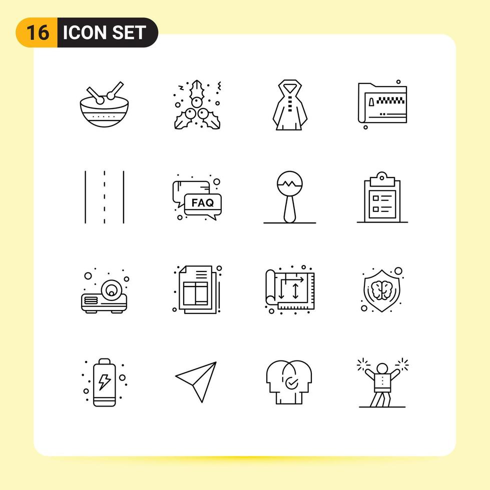 Set of 16 Commercial Outlines pack for lines driveway rain zip files Editable Vector Design Elements