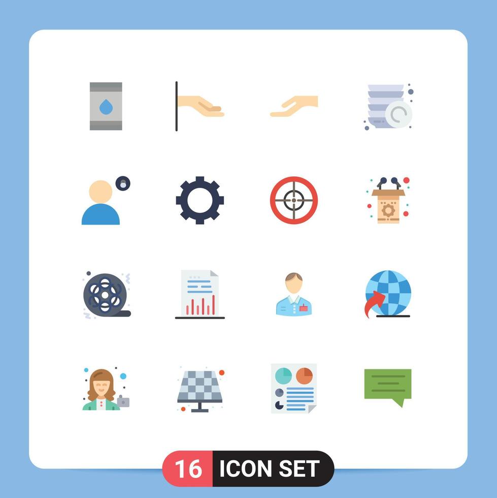 Universal Icon Symbols Group of 16 Modern Flat Colors of barrel plate flamable hand account Editable Pack of Creative Vector Design Elements