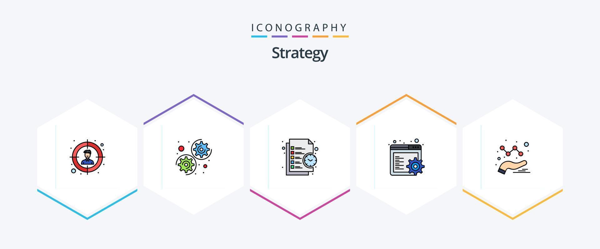 Strategy 25 FilledLine icon pack including . data. management. analytics. gear vector