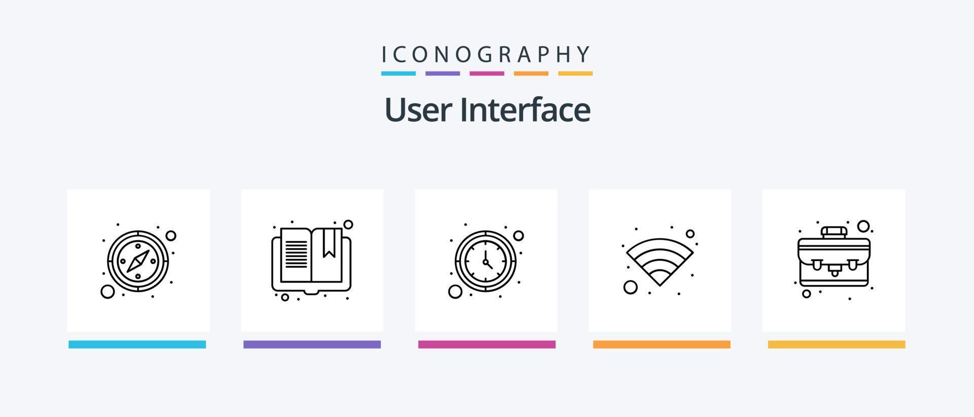 User Interface Line 5 Icon Pack Including padlock. target. shop app. goal. focus. Creative Icons Design vector