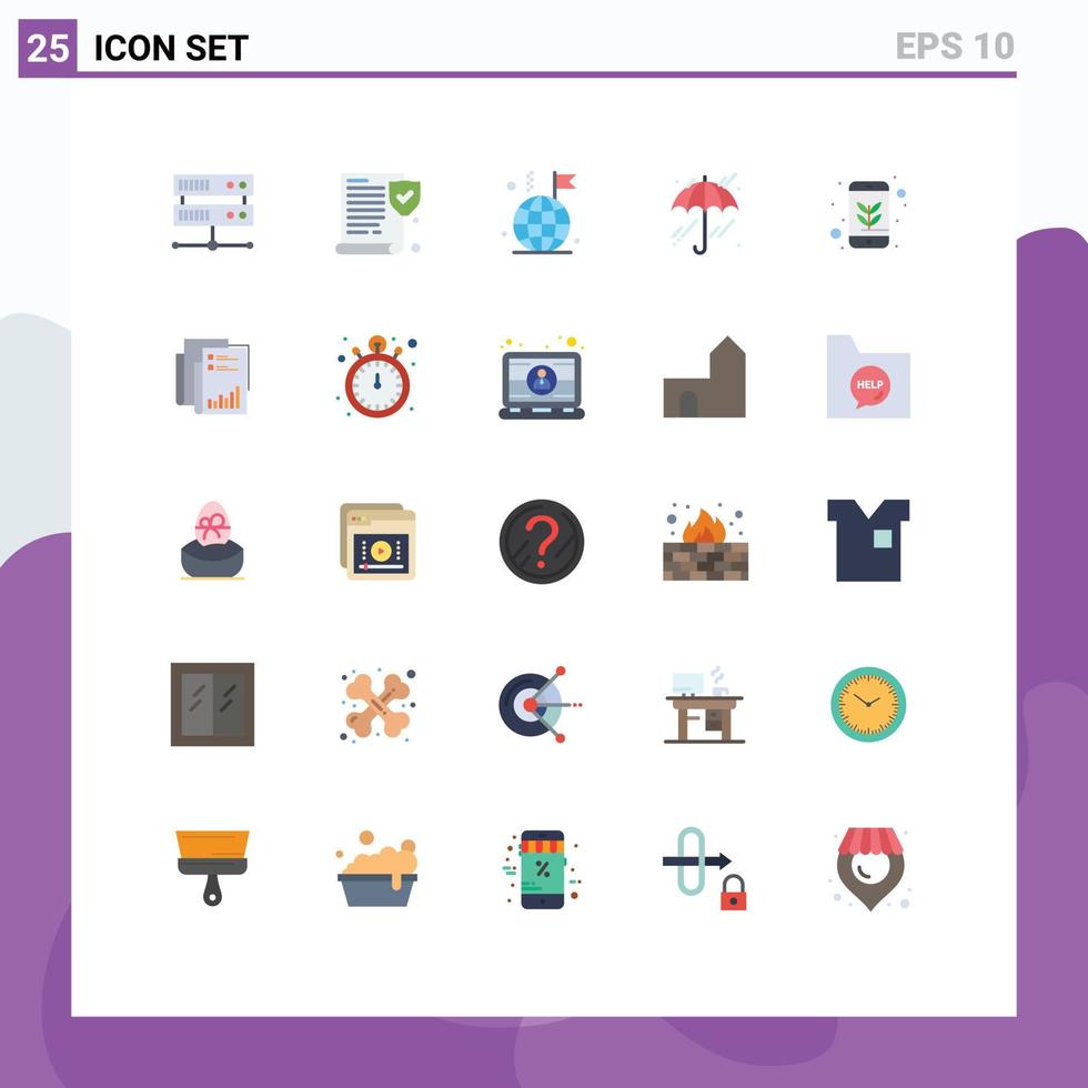 Pictogram Set of 25 Simple Flat Colors of report green internet environmental protection rain Editable Vector Design Elements