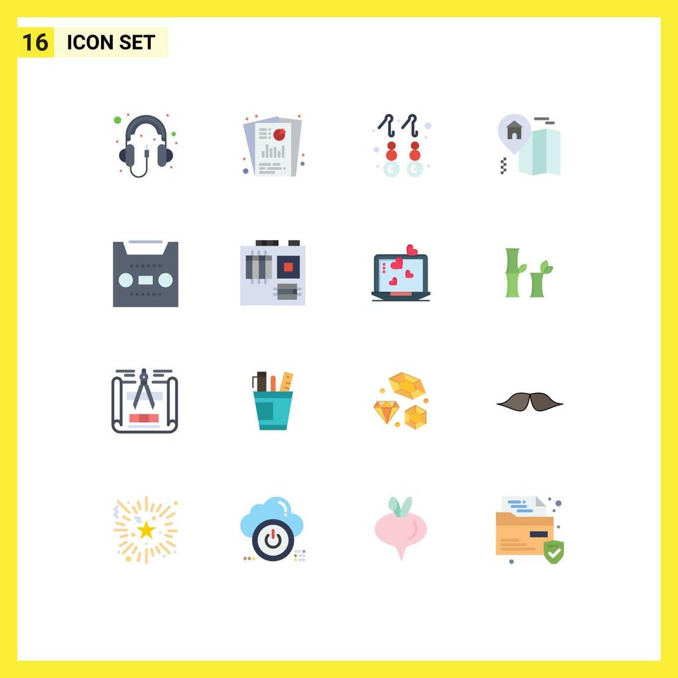 Stock Vector Icon Pack of 16 Line Signs and Symbols for audio earring headphone seo gold Editable Pack of Creative Vector Design Elements