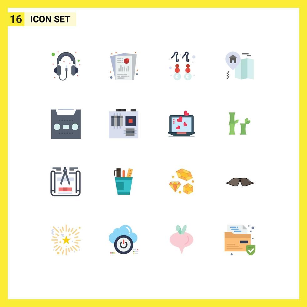 paquete de iconos de vector de stock de 16 signos y símbolos de línea para auriculares de aretes de audio paquete editable de oro seo de elementos creativos de diseño de vectores