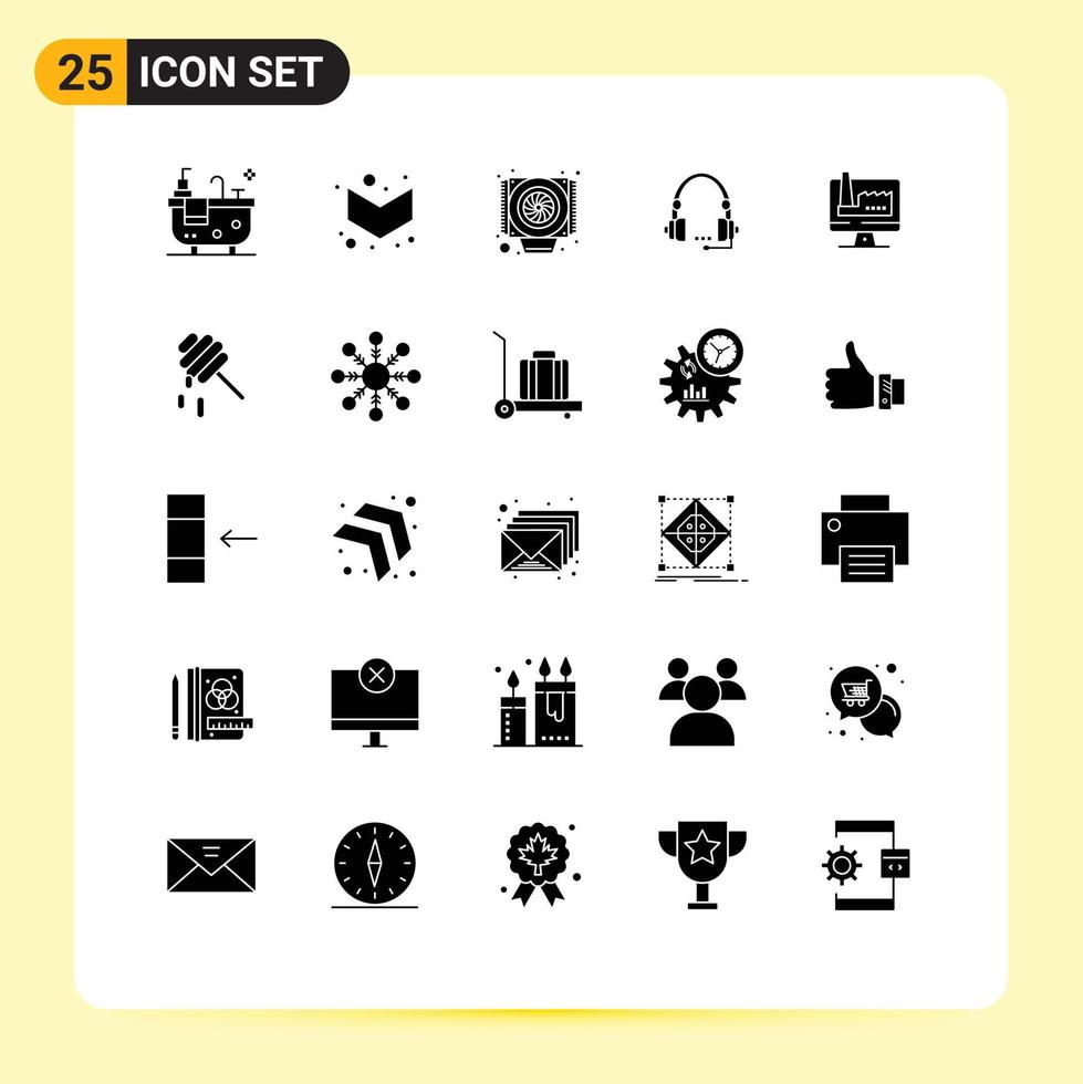 25 Solid Glyph concept for Websites Mobile and Apps building service fan help contact Editable Vector Design Elements