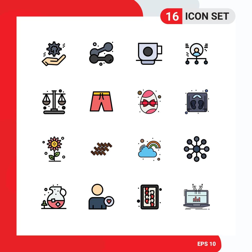 Group of 16 Flat Color Filled Lines Signs and Symbols for people human weightlifting employee finance Editable Creative Vector Design Elements
