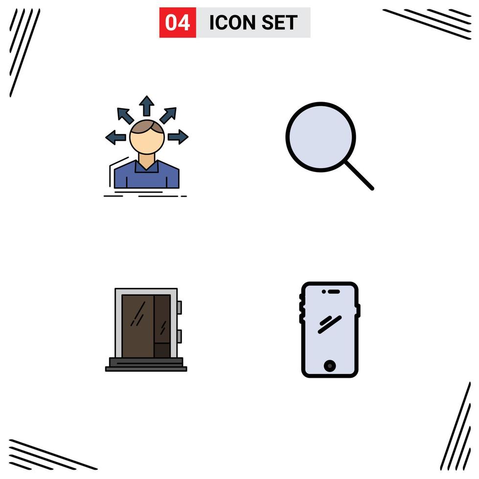 Universal Icon Symbols Group of 4 Modern Filledline Flat Colors of conversion window structure search construction Editable Vector Design Elements