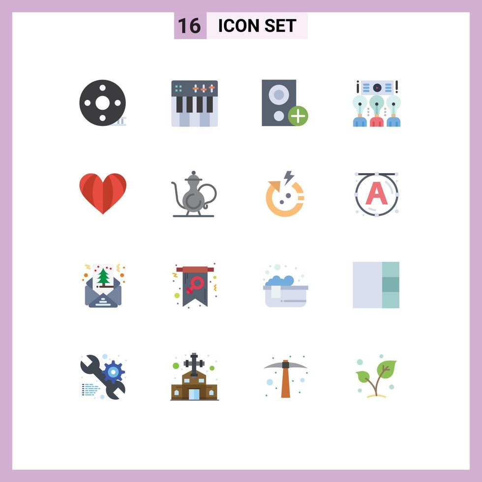 Set of 16 Modern UI Icons Symbols Signs for action clapper piano clapper board event devices Editable Pack of Creative Vector Design Elements