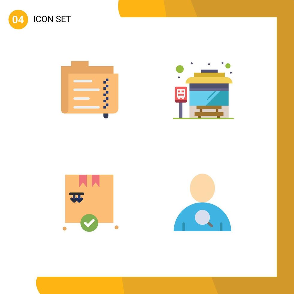 Modern Set of 4 Flat Icons and symbols such as archive box file stop employee Editable Vector Design Elements