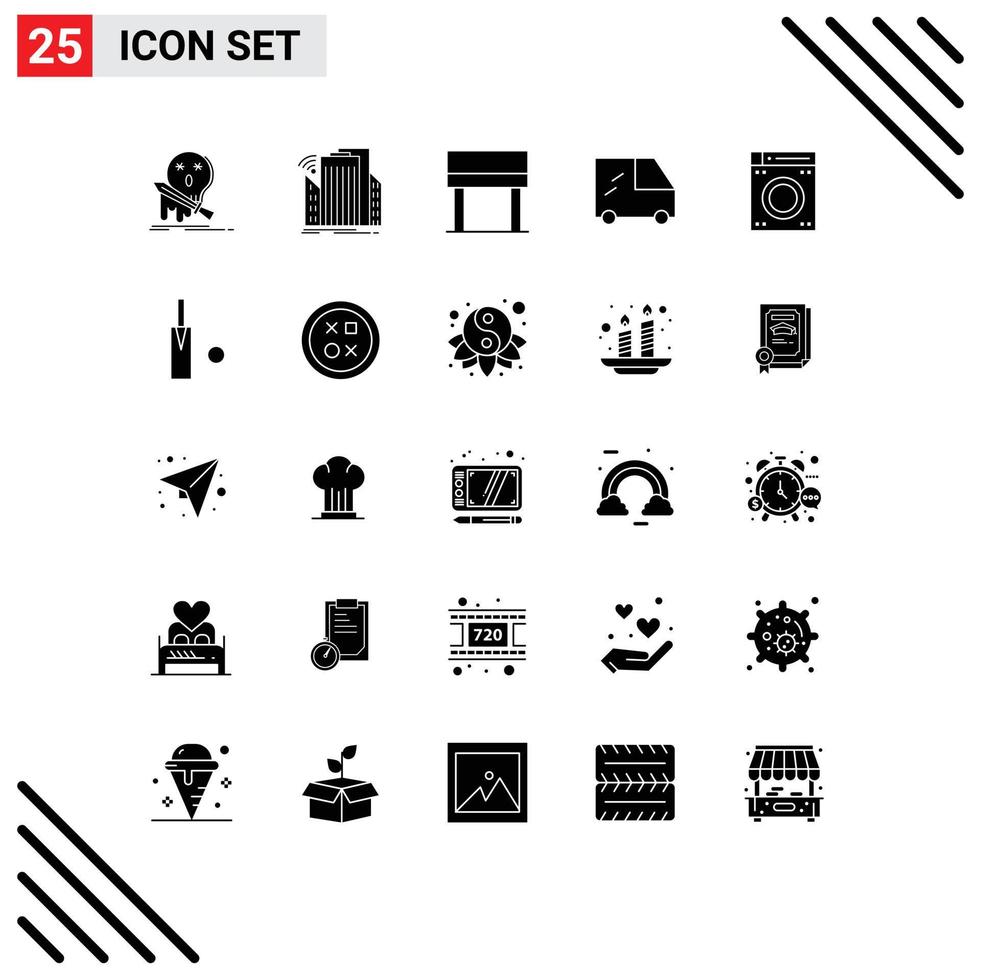 25 Thematic Vector Solid Glyphs and Editable Symbols of bath washing smart vehicles table Editable Vector Design Elements