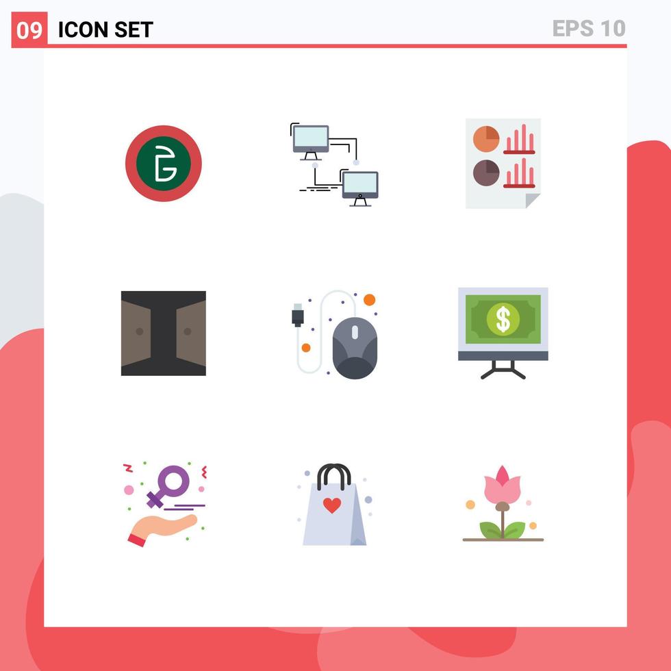 Modern Set of 9 Flat Colors Pictograph of gate buildings sync report document Editable Vector Design Elements