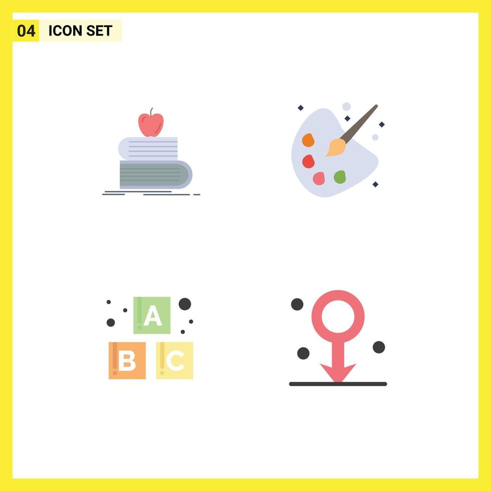 4 Creative Icons Modern Signs and Symbols of back to school alphabet books drawing blocks Editable Vector Design Elements