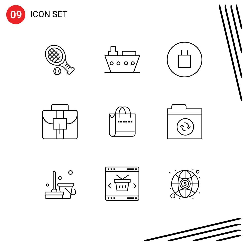 9 Creative Icons Modern Signs and Symbols of shop handbag ancient bag business Editable Vector Design Elements