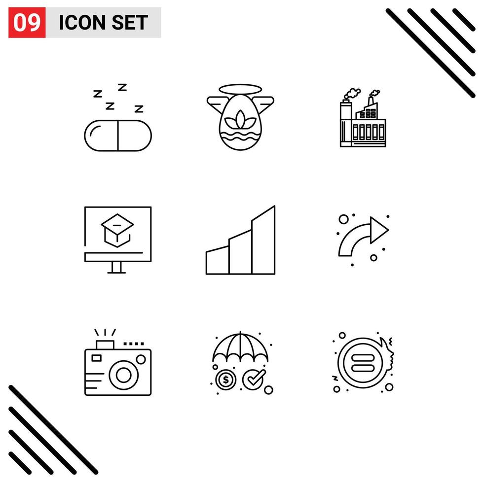 9 Universal Outline Signs Symbols of apartments online building learning education Editable Vector Design Elements