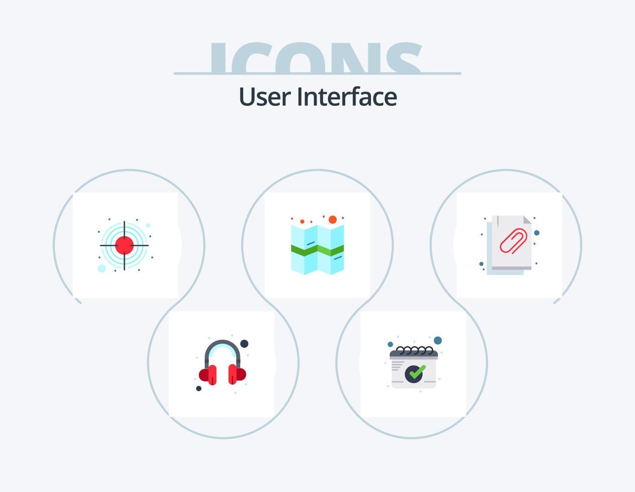 User Interface Flat Icon Pack 5 Icon Design. . document. goal. attachment. map vector
