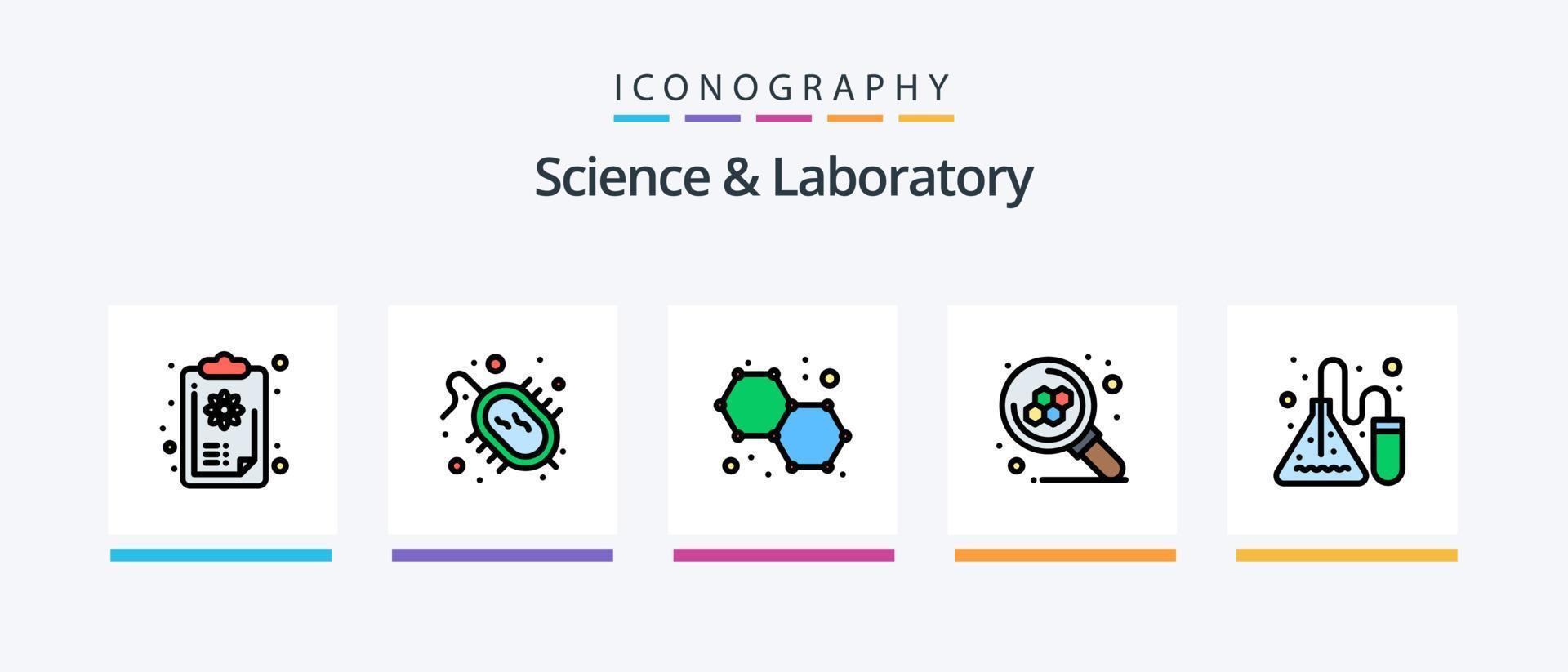 Science Line Filled 5 Icon Pack Including science. gear. test. cog. science. Creative Icons Design vector