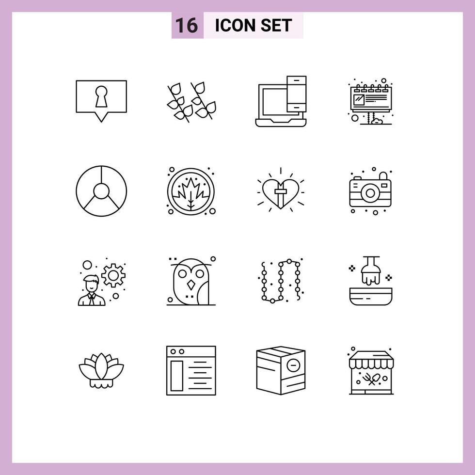16 Thematic Vector Outlines and Editable Symbols of chart ad devices marketing advertisement Editable Vector Design Elements