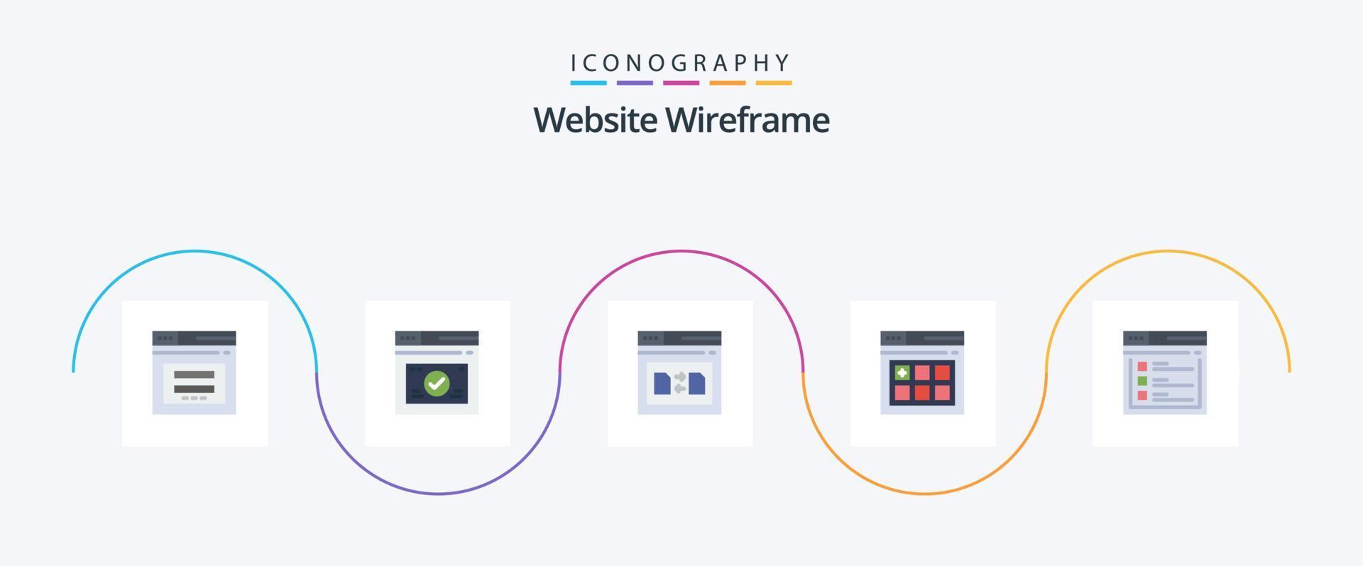 Website Wireframe Flat 5 Icon Pack Including internet. page. website. web. file vector