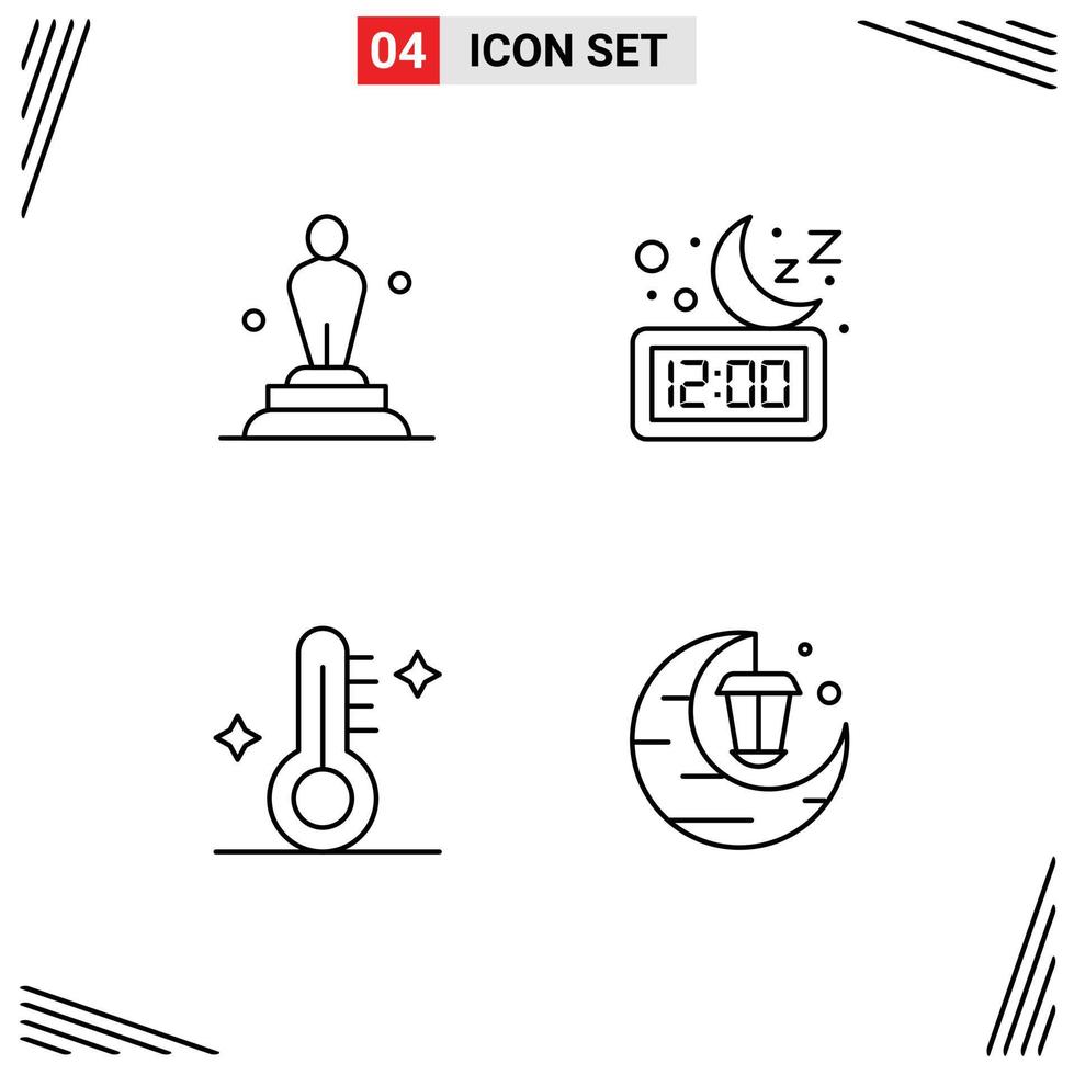 Modern Set of 4 Filledline Flat Colors and symbols such as academy time statue moon temperature Editable Vector Design Elements