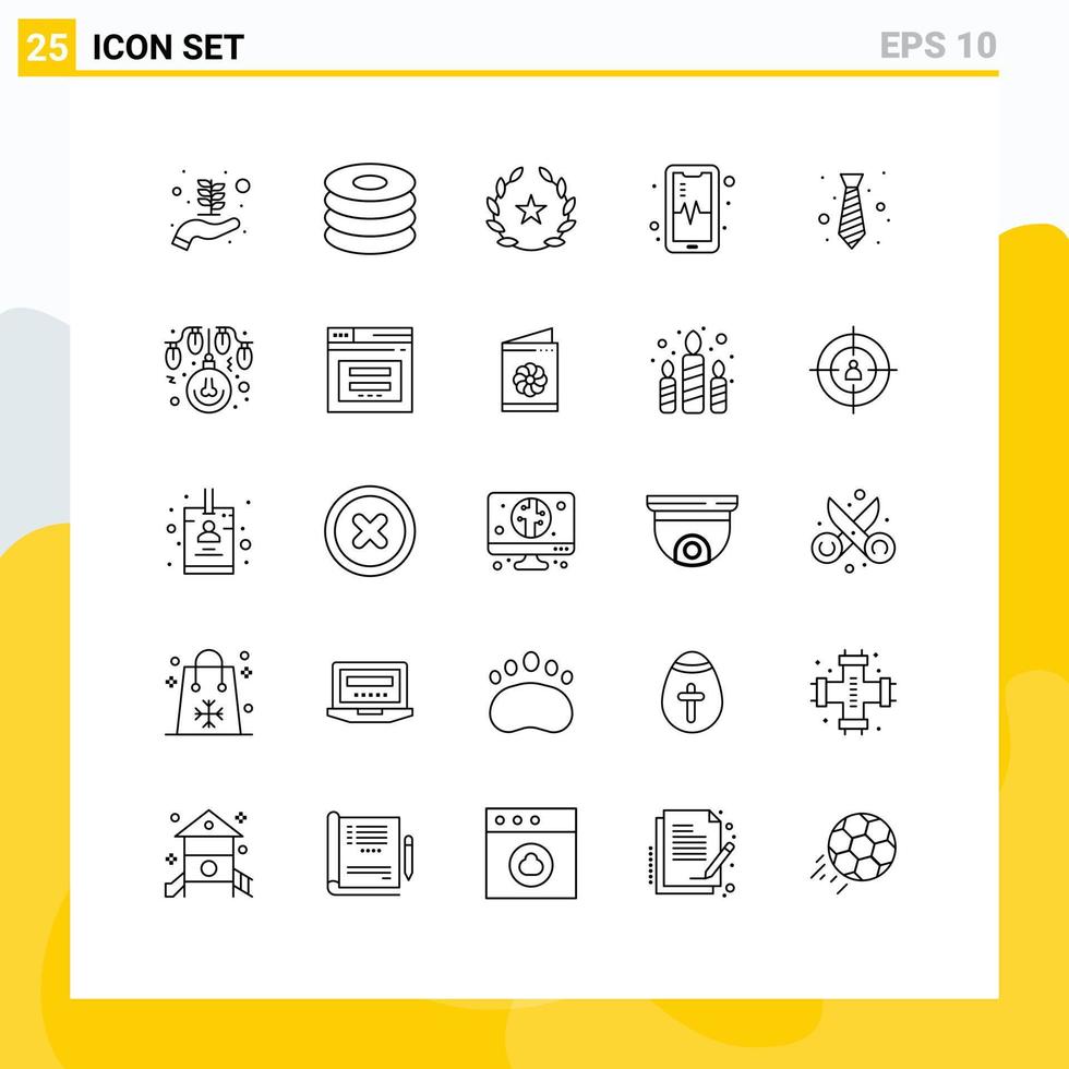 Modern Set of 25 Lines Pictograph of fashion office feature dress mobil Editable Vector Design Elements
